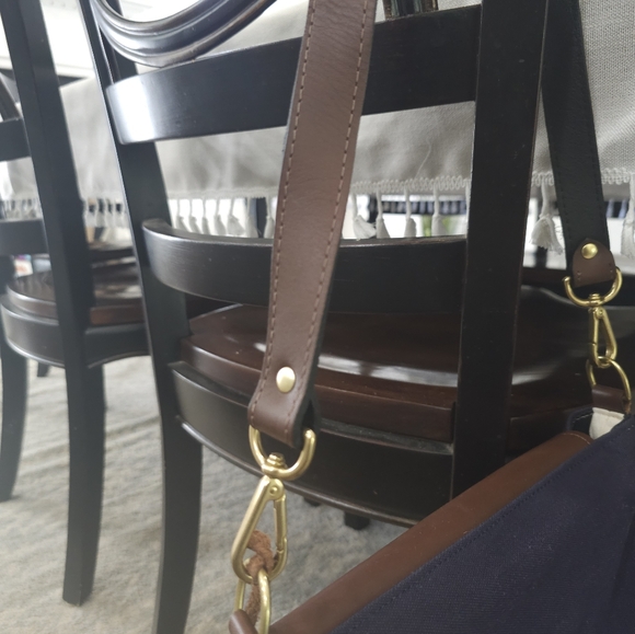 R.Riveter Hobby Signature Navy Canvas + Brown Leather Bottom with Brass Feet Han - Picture 5 of 12